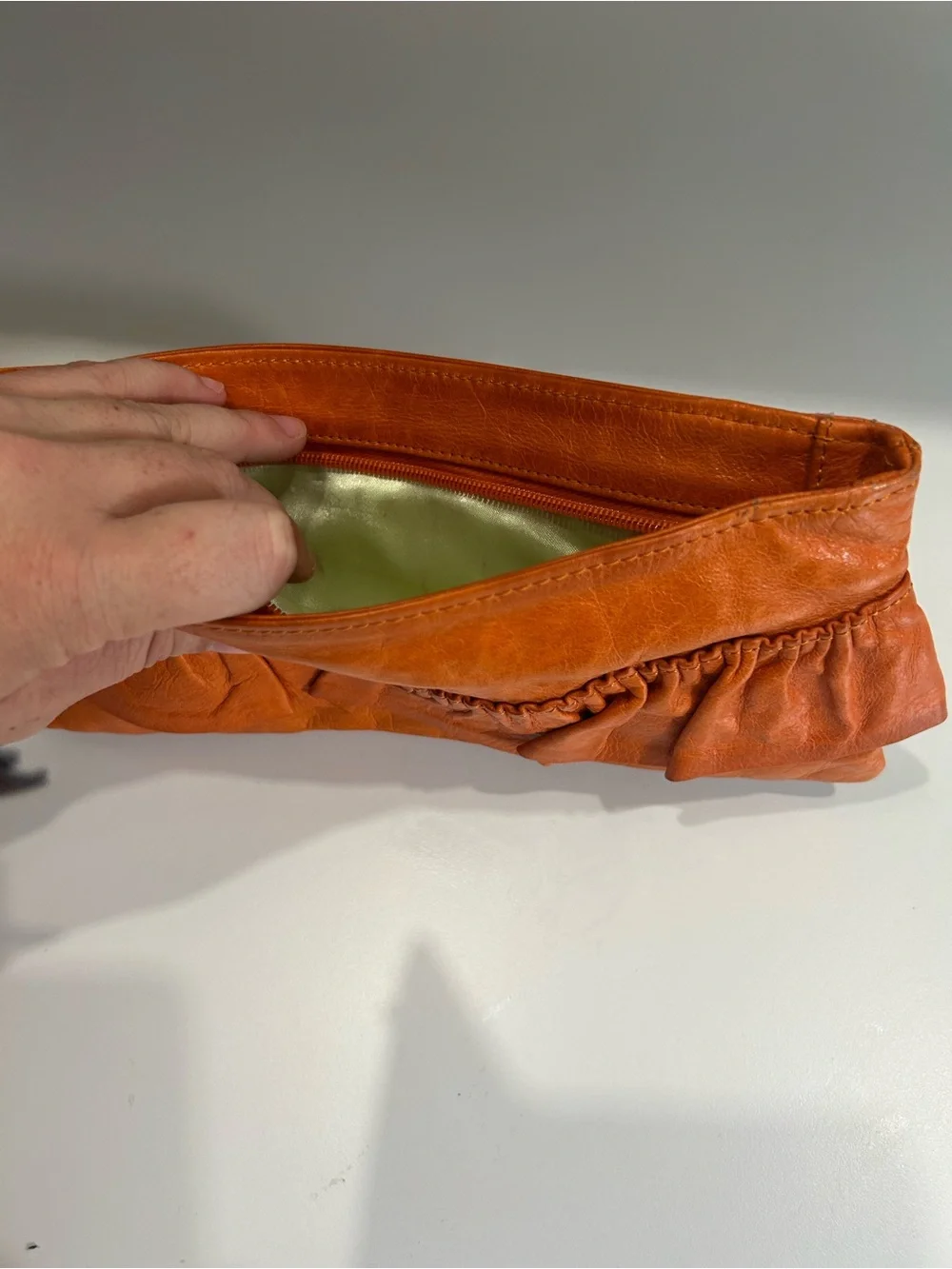 VTG Cammie Hill NY Orange Soft Leather Wristlet